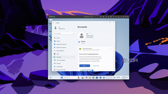Screenshot of the Windows 11 Settings app in Parallels showing the user is signed in with a Microsoft account