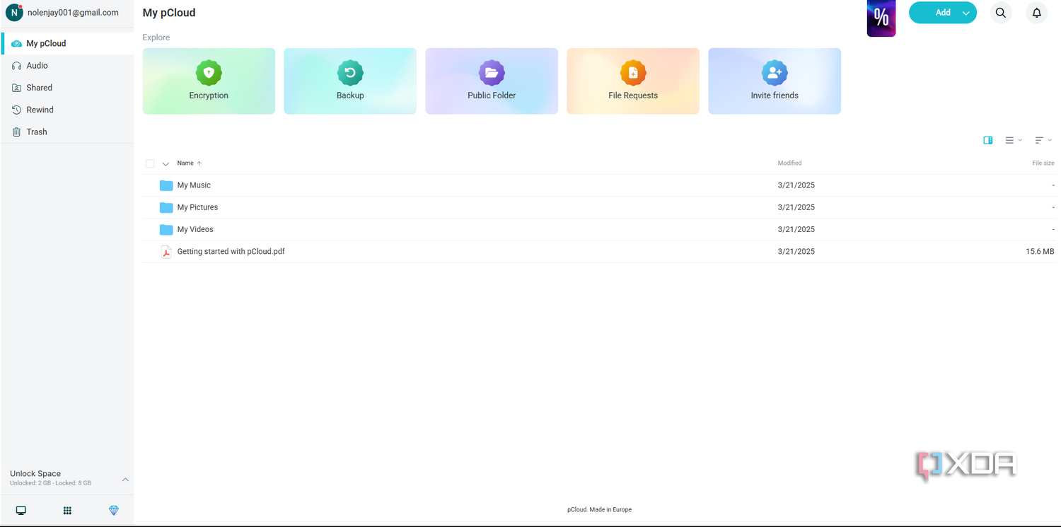 pCloud homepage