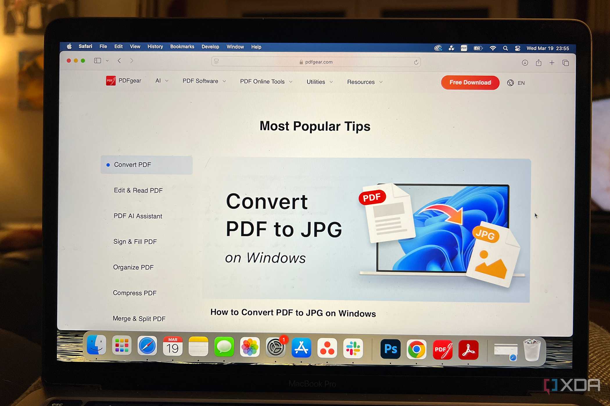 PDFgear website tip page