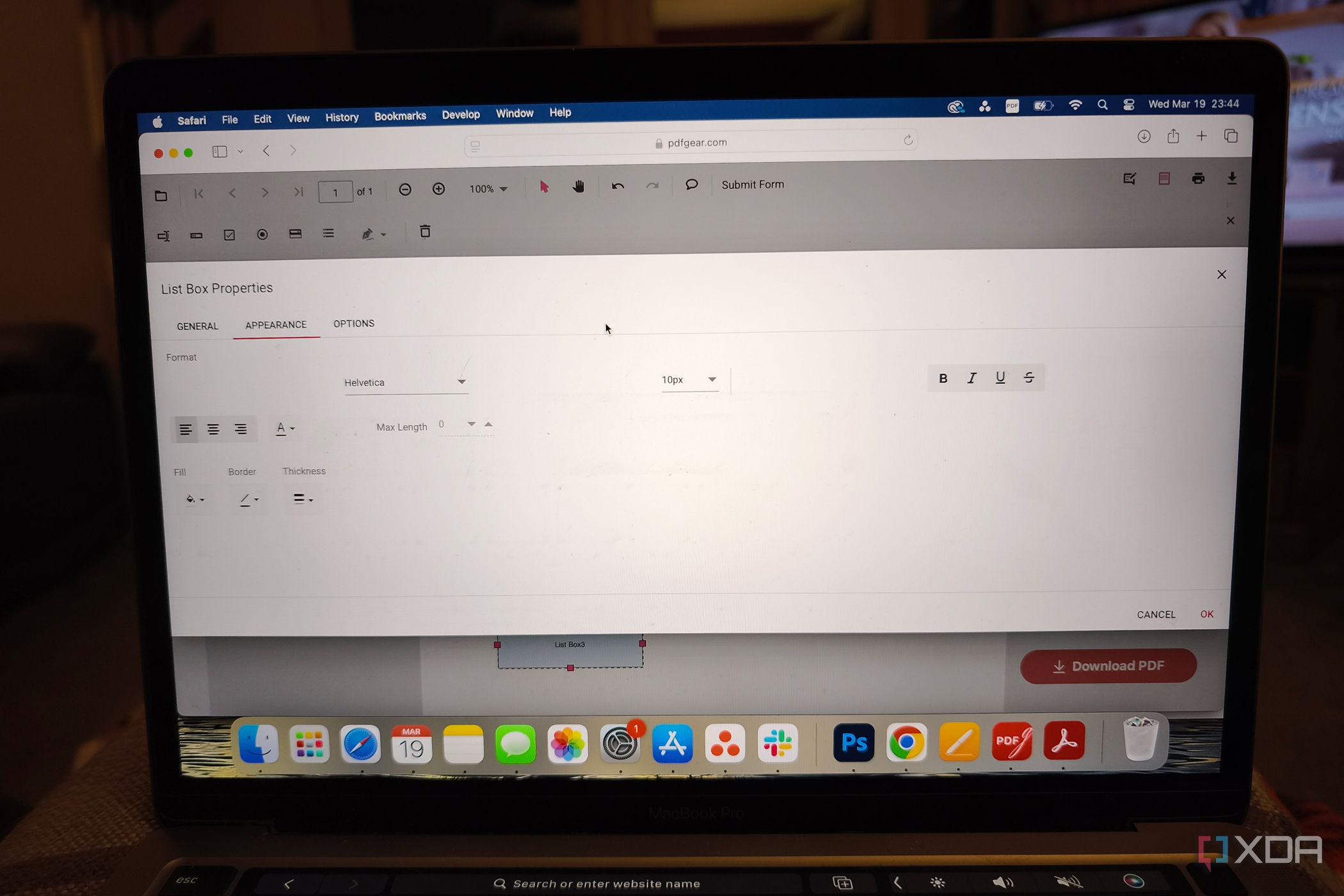 PDFgear fillable form feature