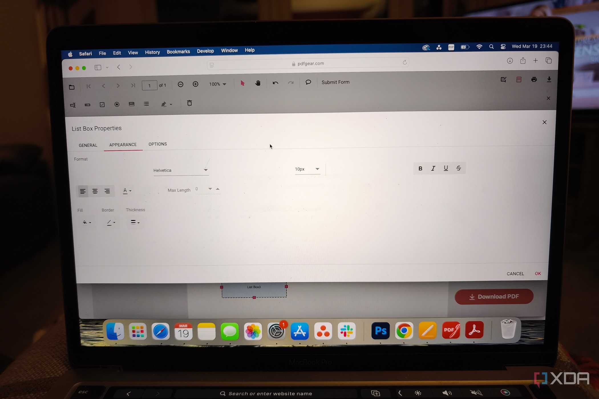PDFgear fillable form feature