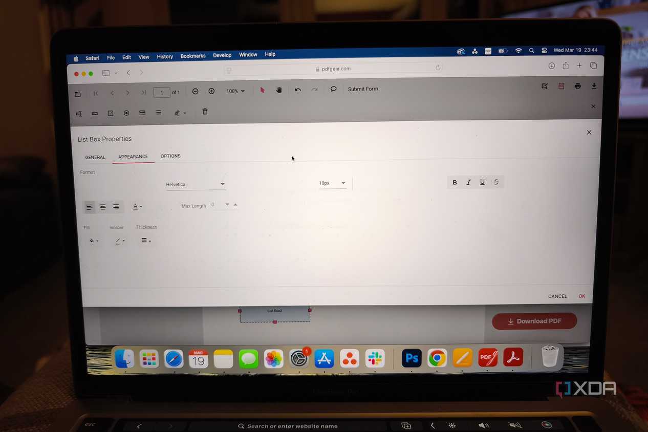 PDFgear fillable form feature