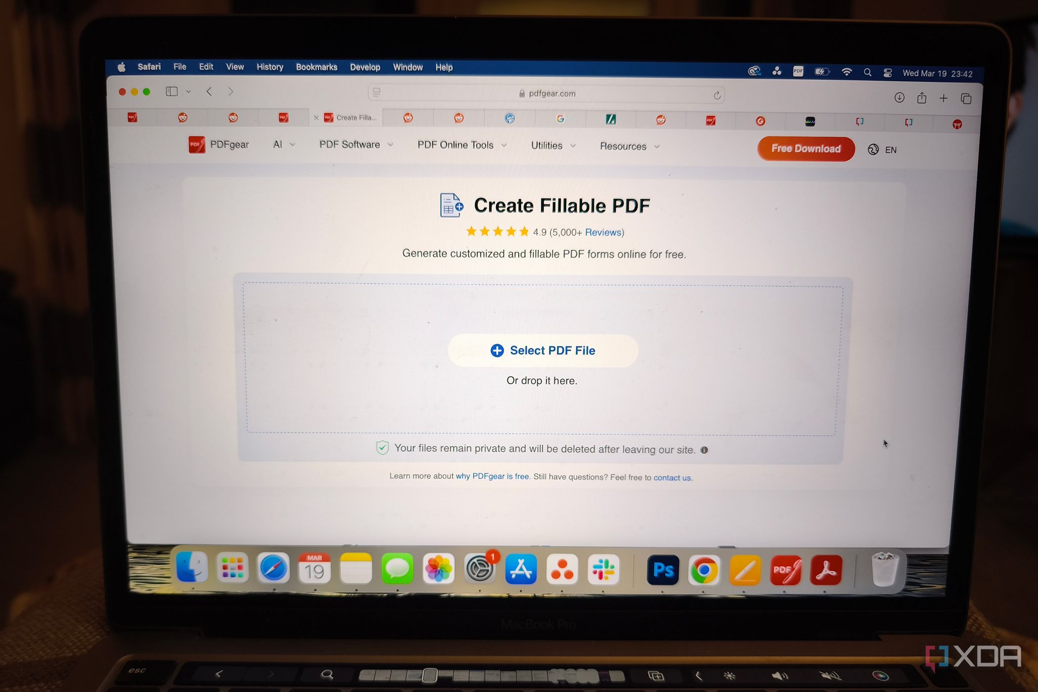 PDFgear browser fillable form feature