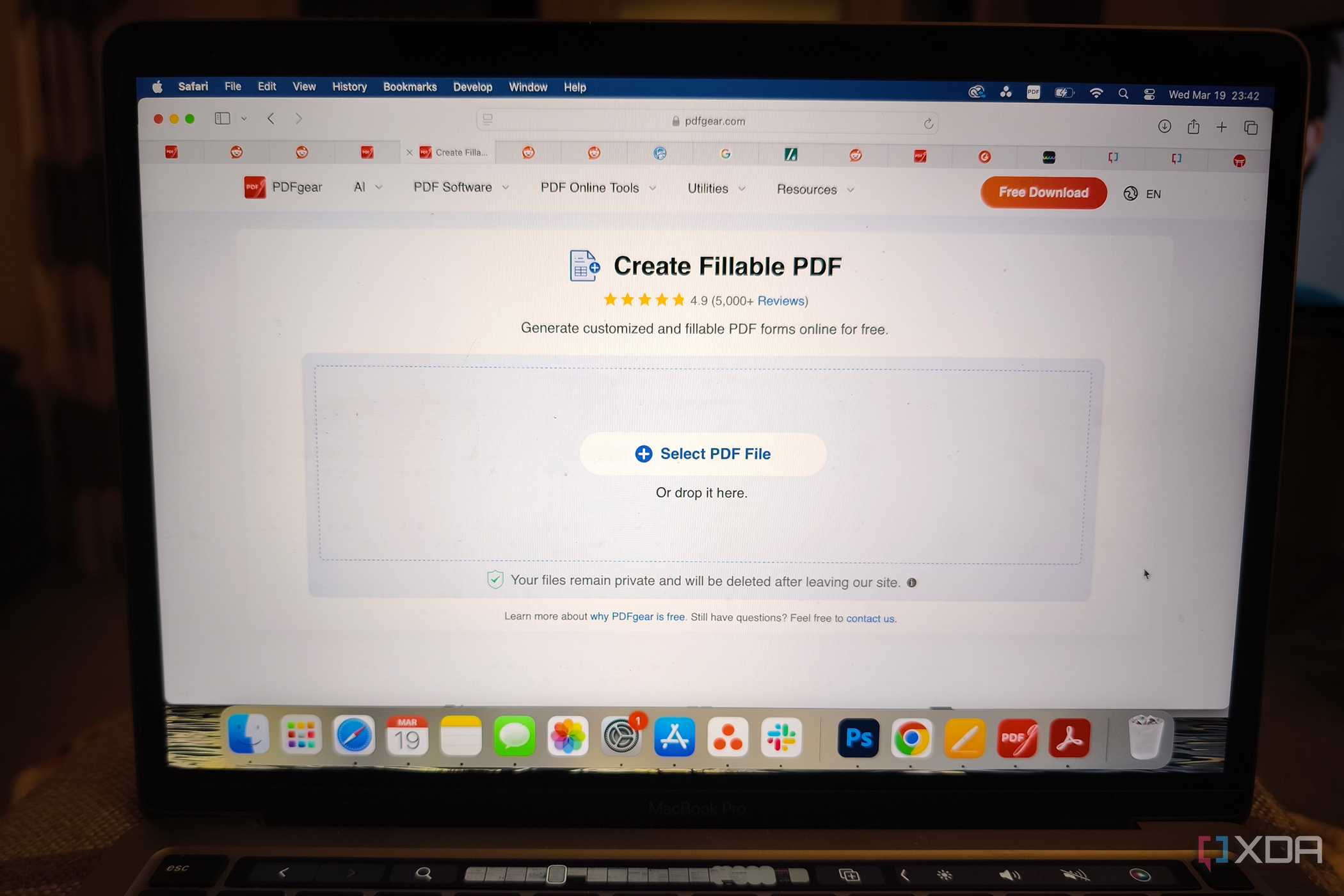 PDFgear browser fillable form feature