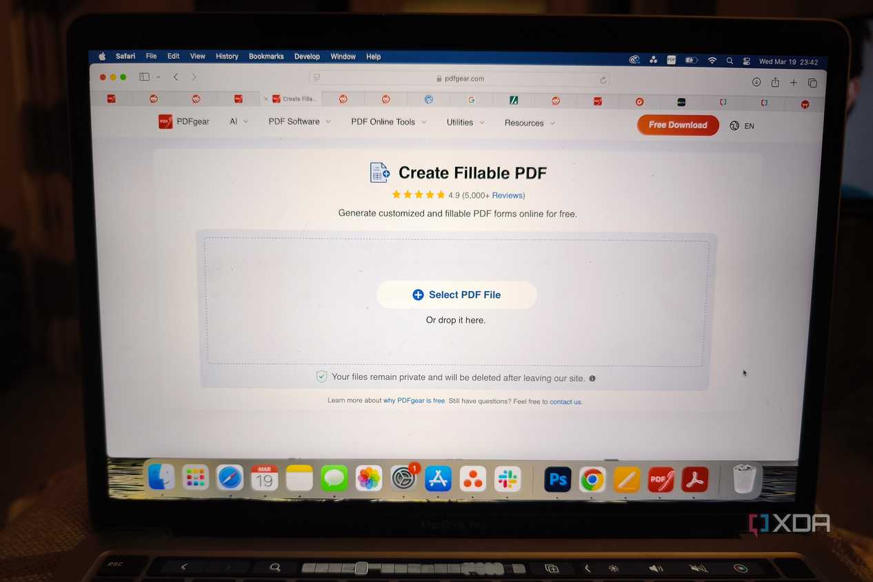 PDFgear browser fillable form feature