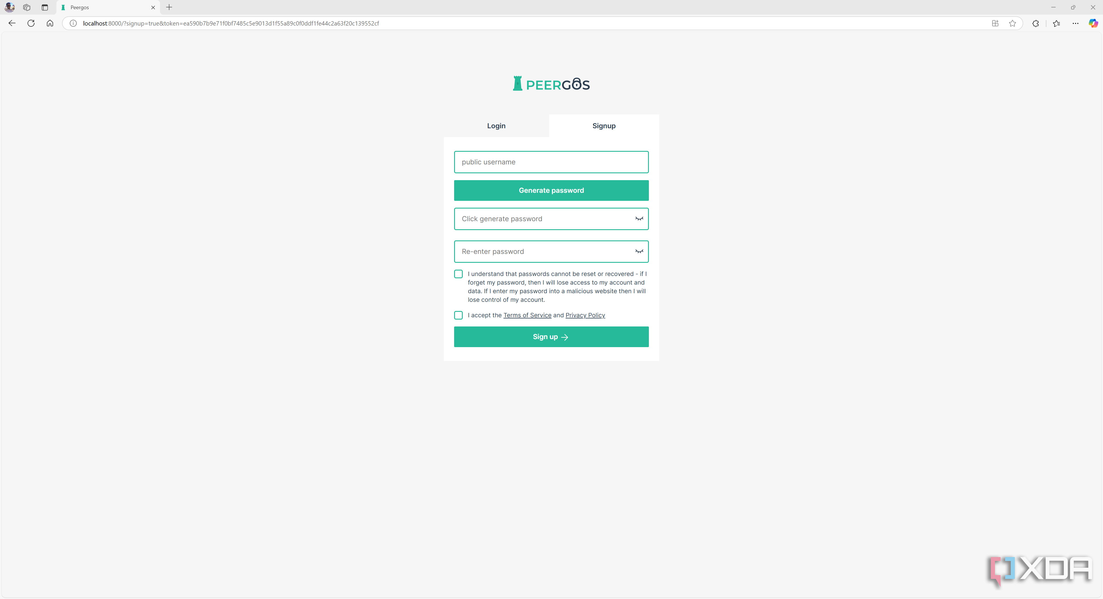 Peergos login