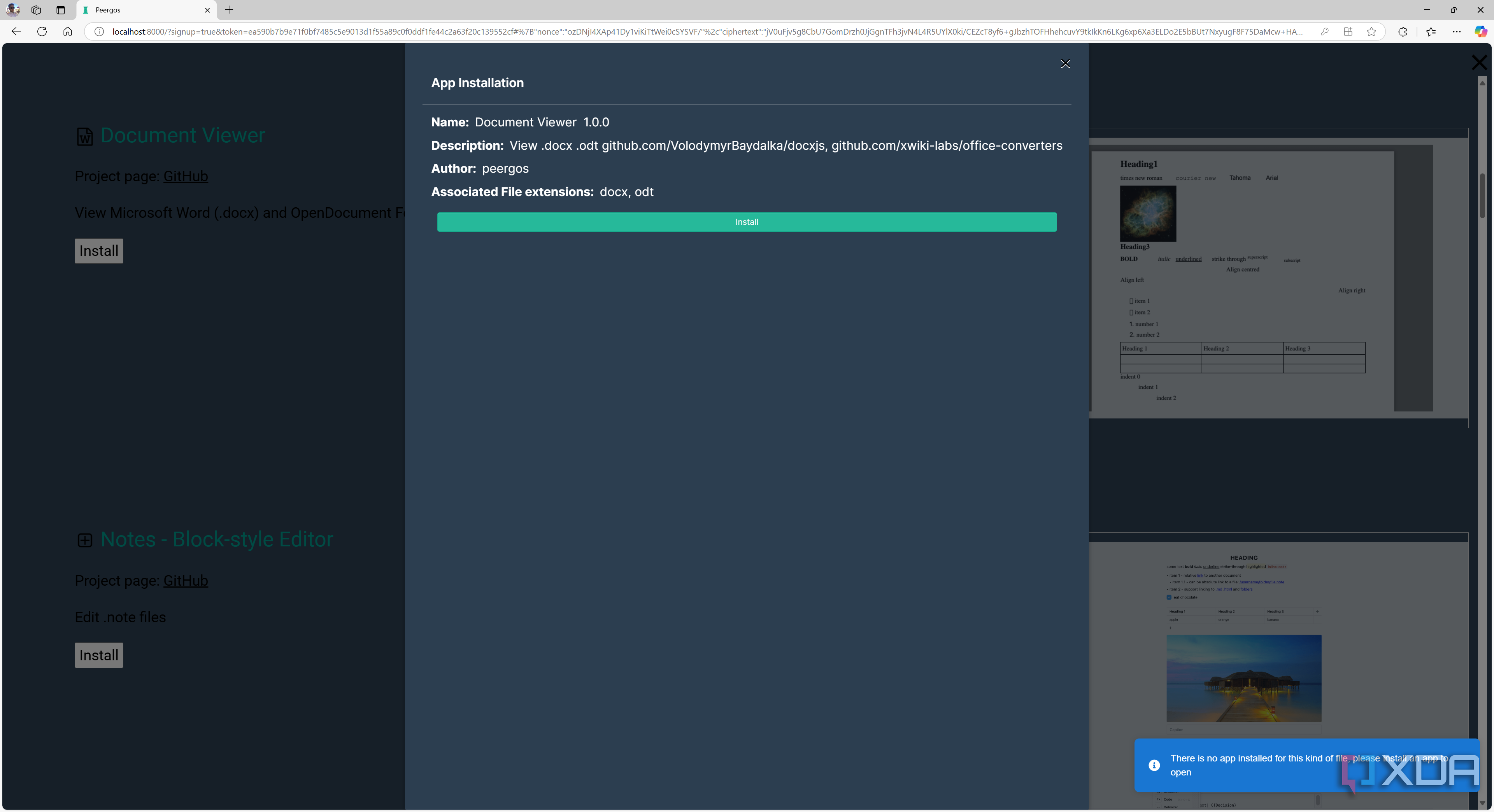 Installing a Peergos app