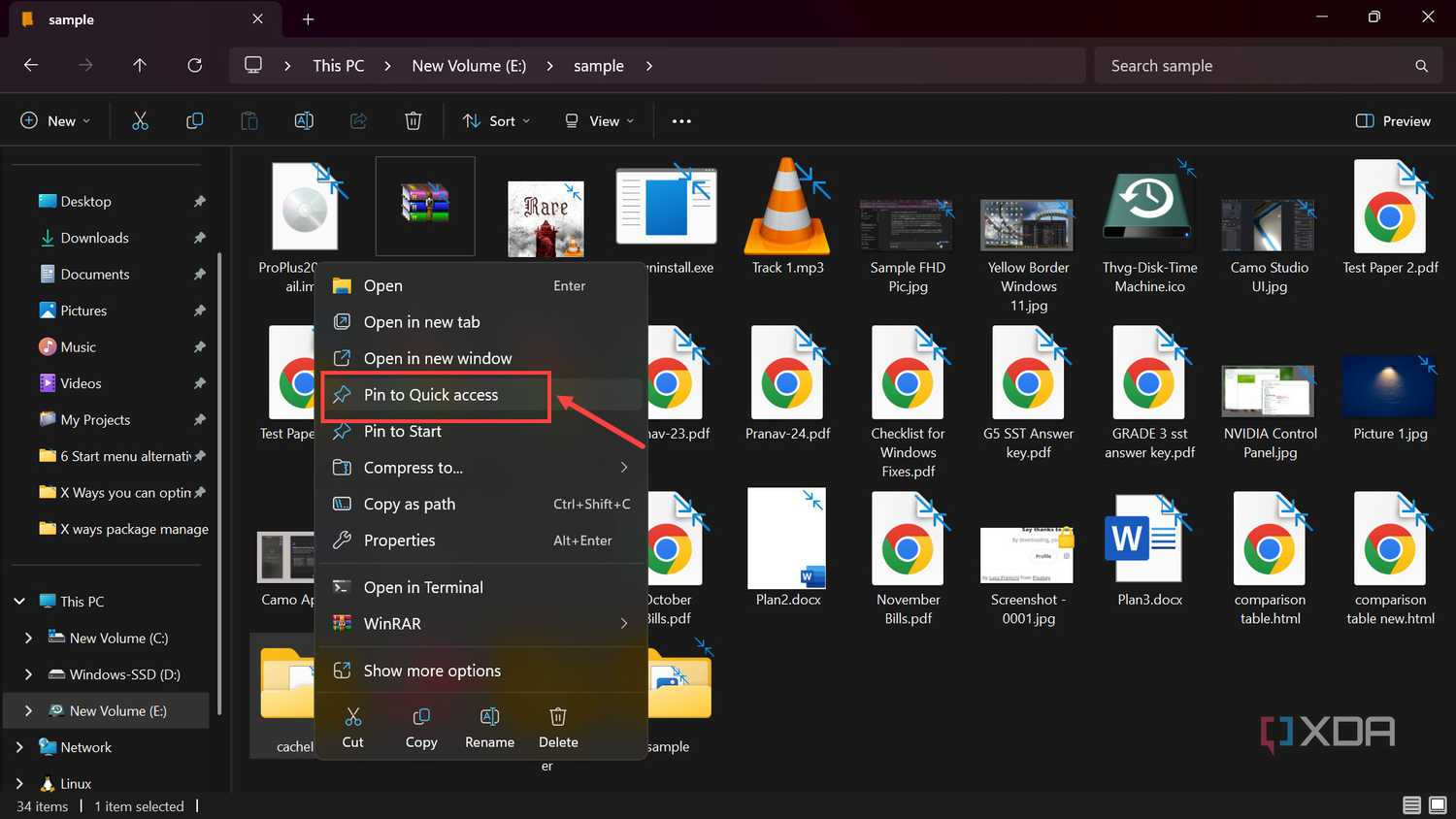 Pin Folder to Quick Access