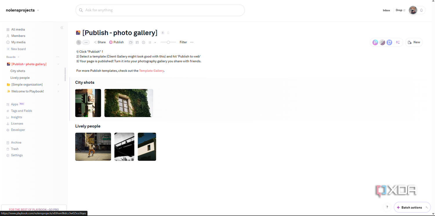 Playbook Publish Photo gallery