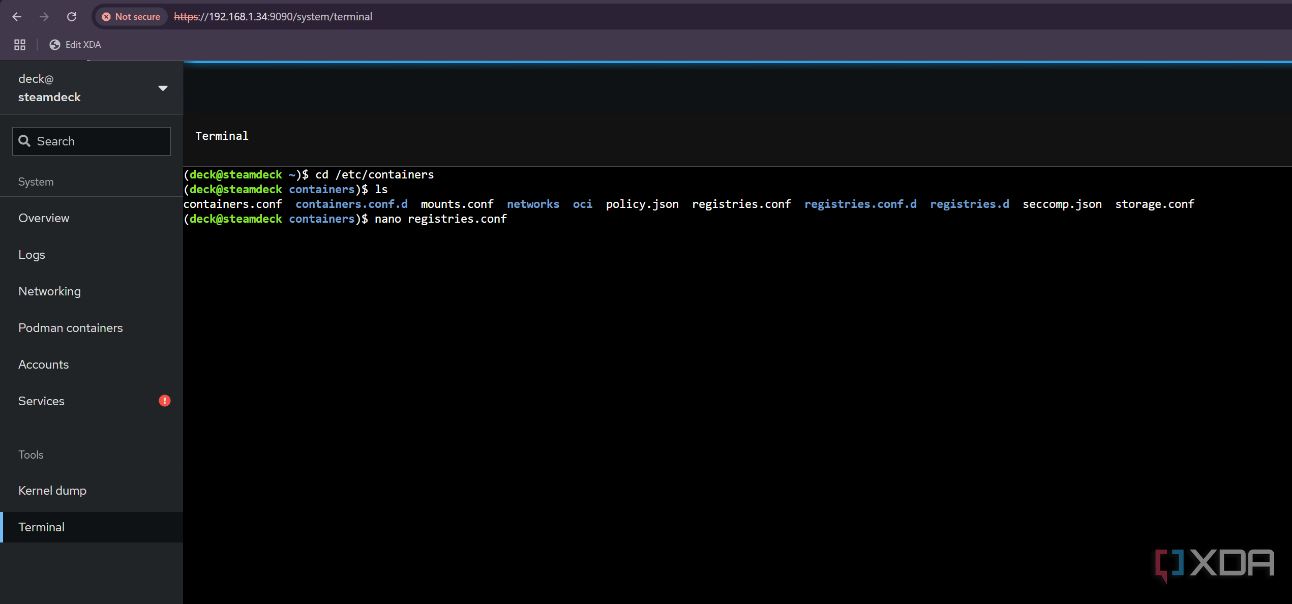 Edit registries for Podman