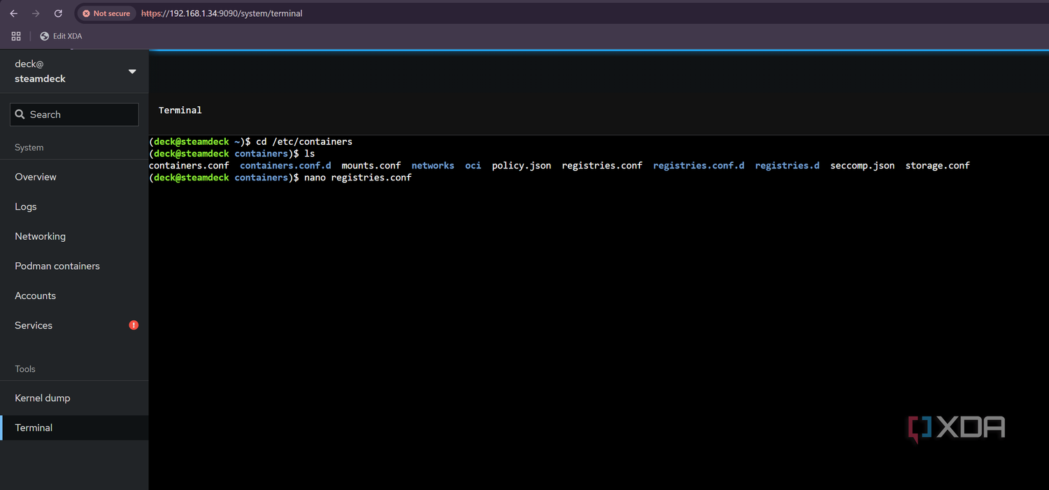 Edit registries for Podman