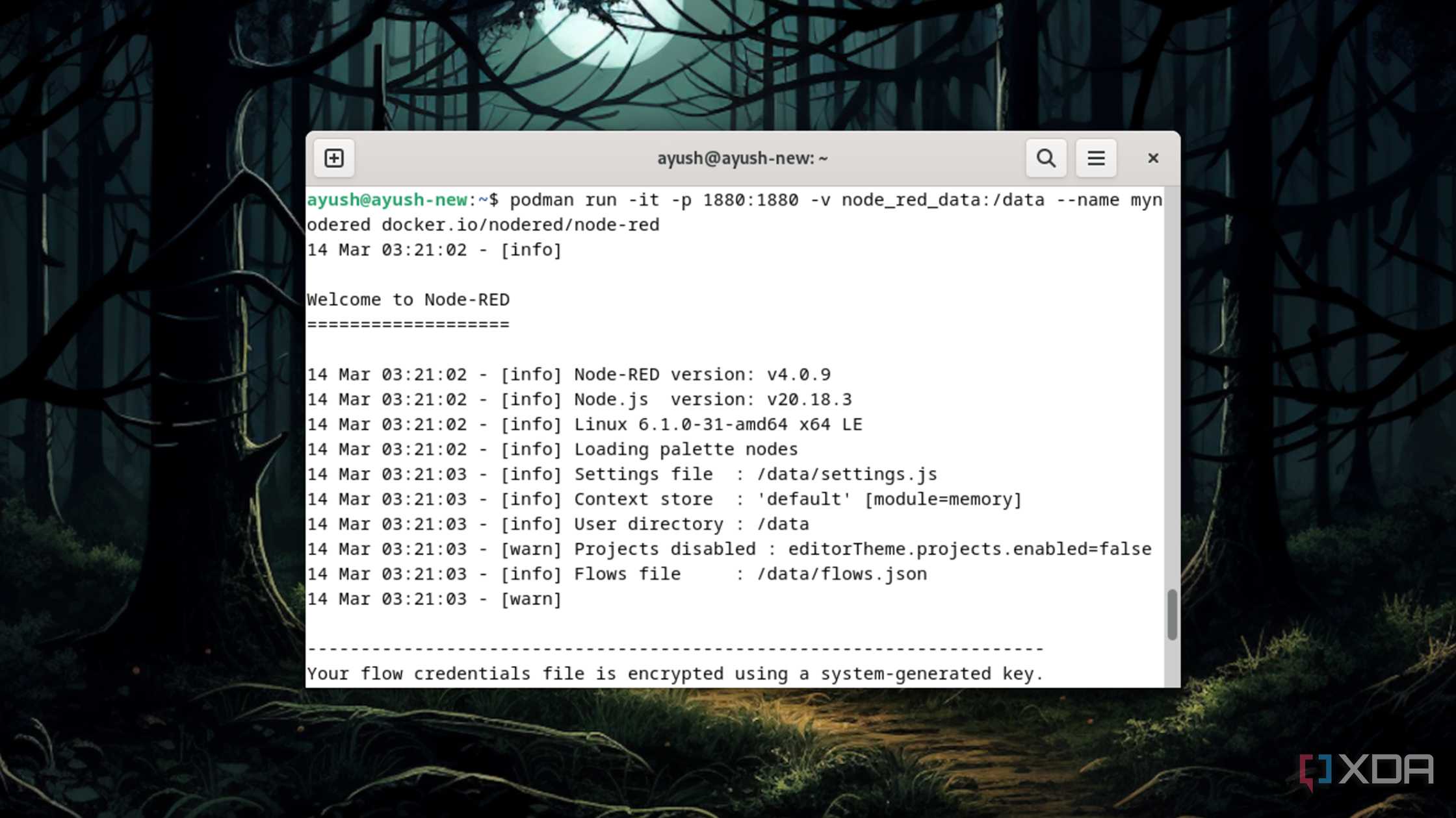 Running a Node-RED container in Podman