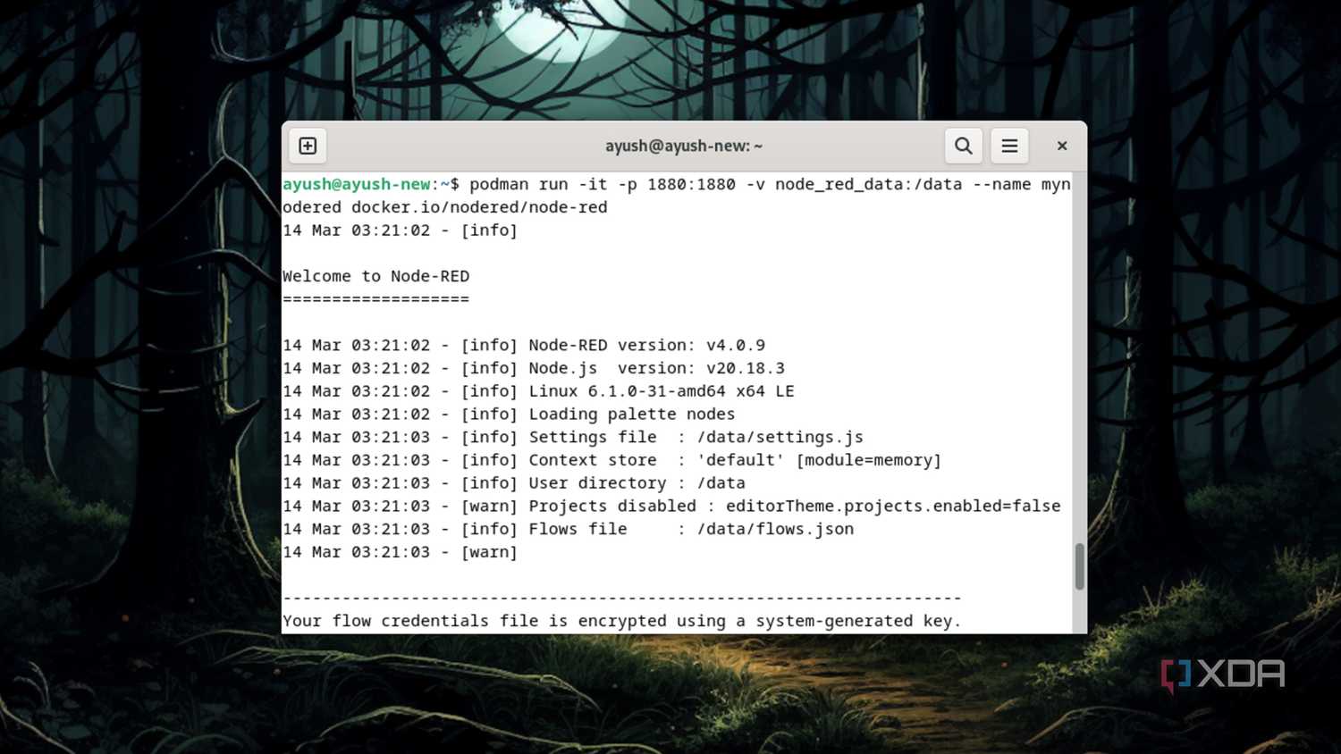 Running a Node-RED container in Podman