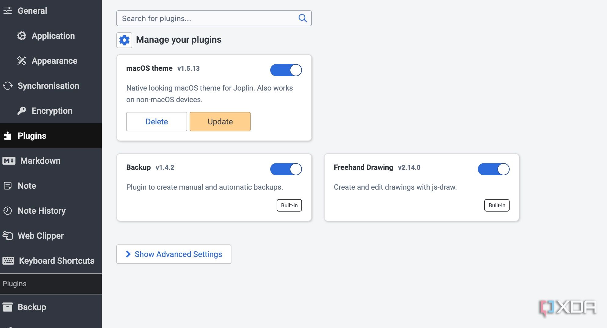 Joplin enable plugin