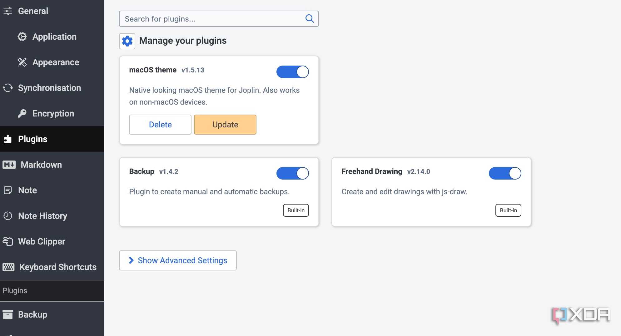 Joplin enable plugin