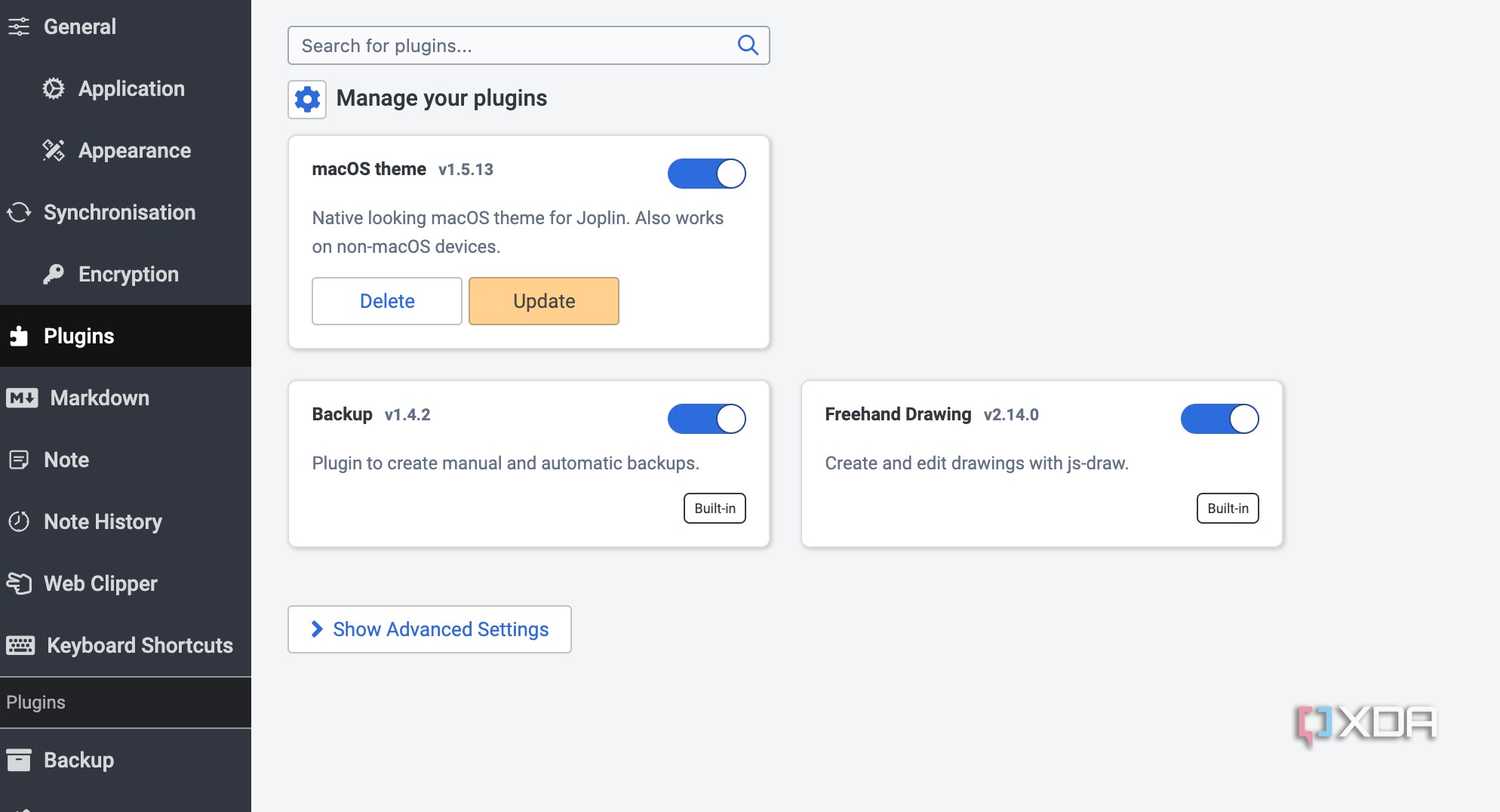 Joplin enable plugin