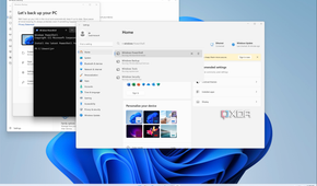 Screenshot of Windows 11 showing a PowerToys Run search bar with a list of open windows with Windows in the name