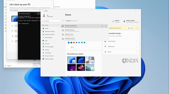 Screenshot of Windows 11 showing a PowerToys Run search bar with a list of open windows with Windows in the name
