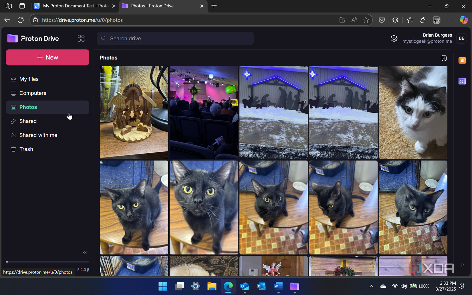 Showing Photos section with pictures from iPhone stored with encryption