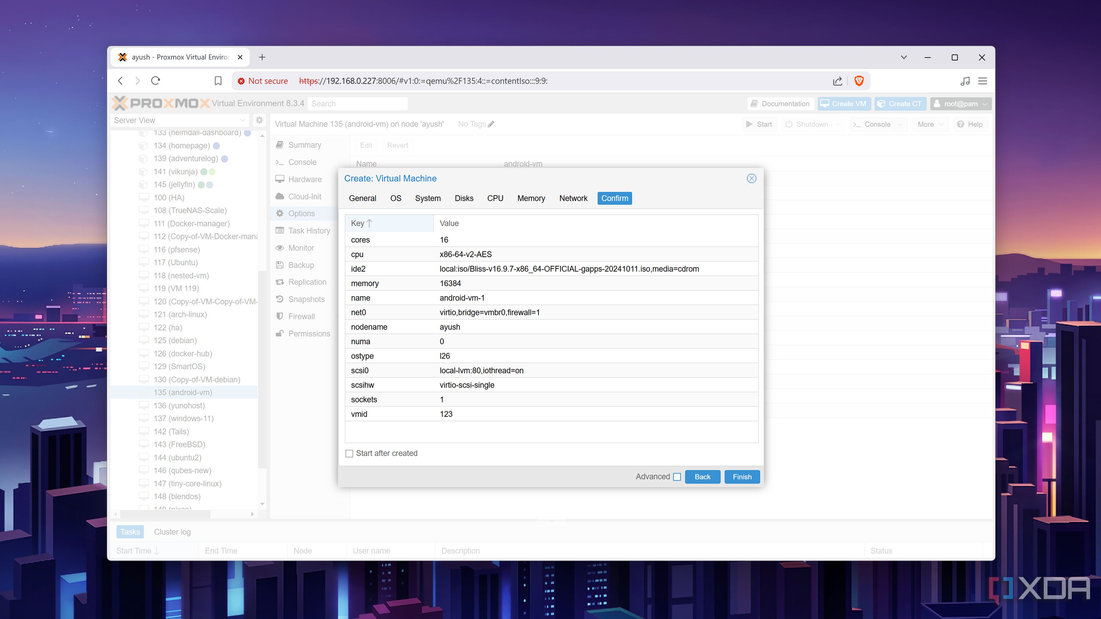 Creating the Bliss OS VM on Proxmox