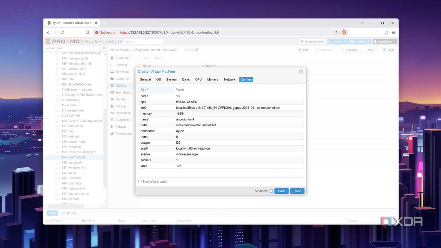 Creating the Bliss OS VM on Proxmox