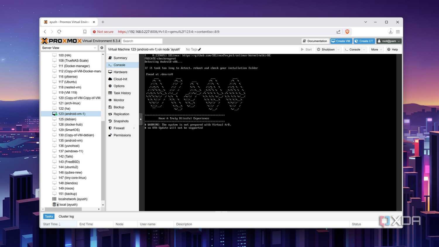 The Bliss OS VM freezing on Proxmox