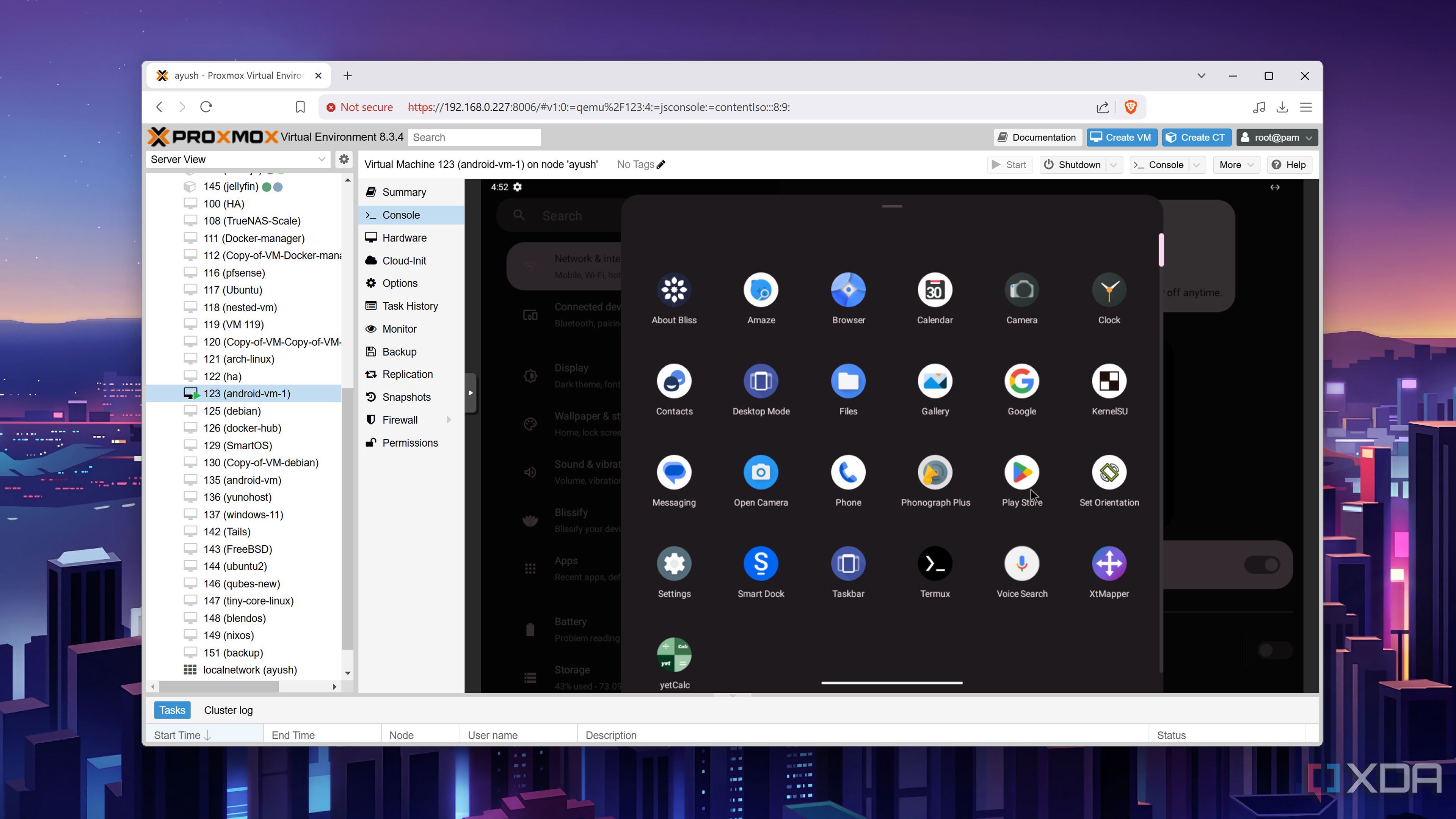 The Bliss OS UI with fixed colors