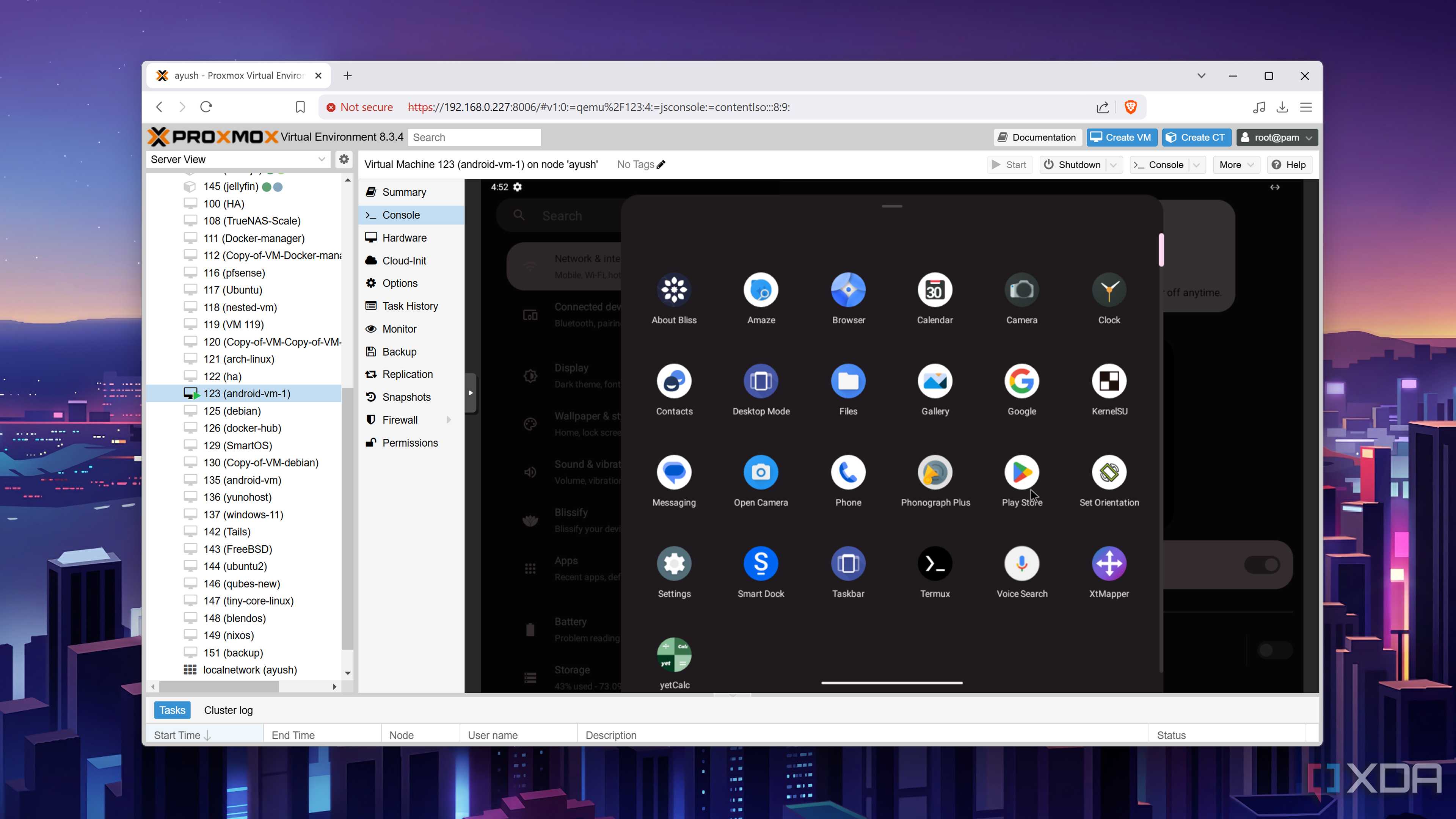 The Bliss OS UI with fixed colors