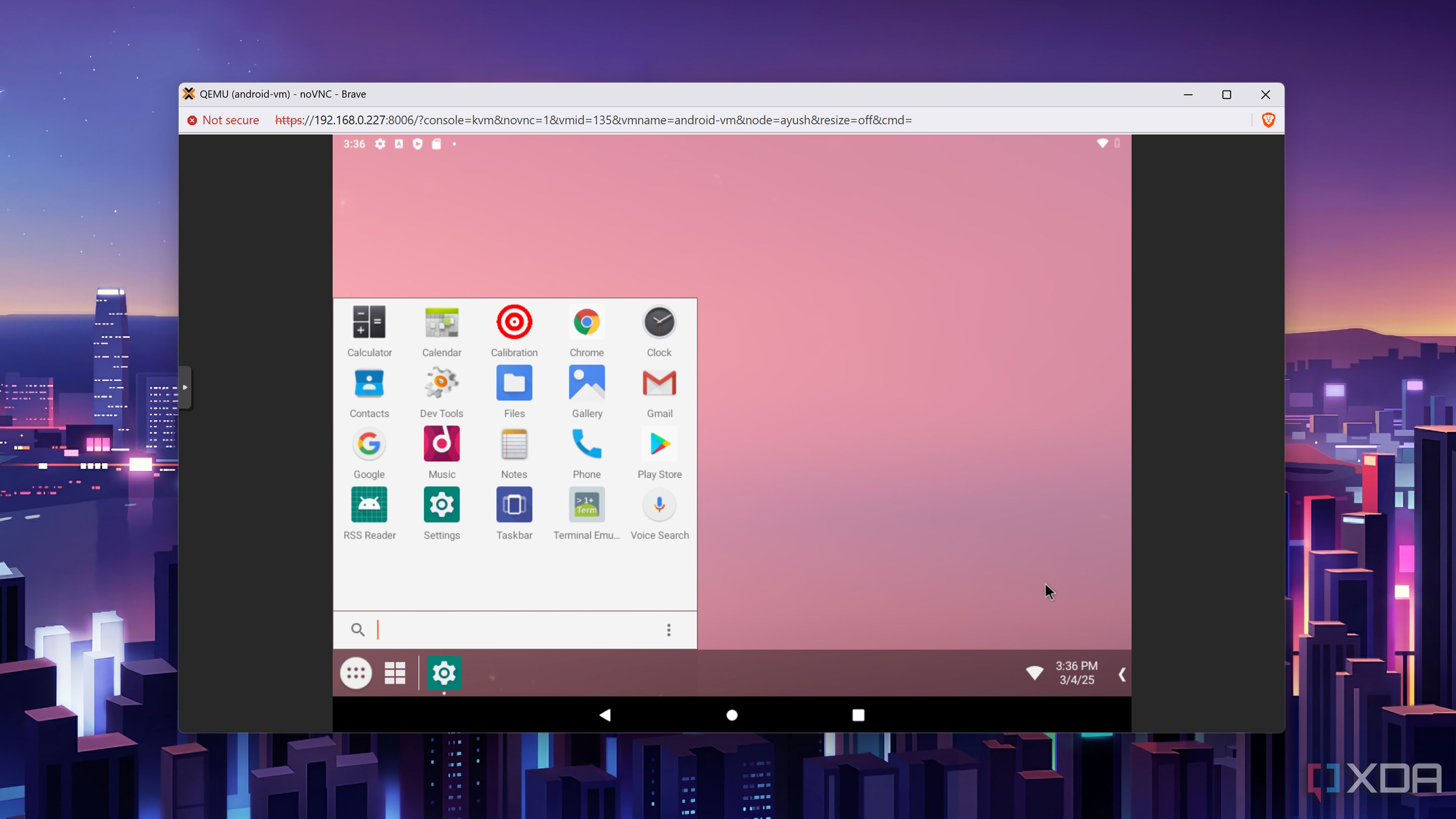 The different Home layout on the Android-x86 VM