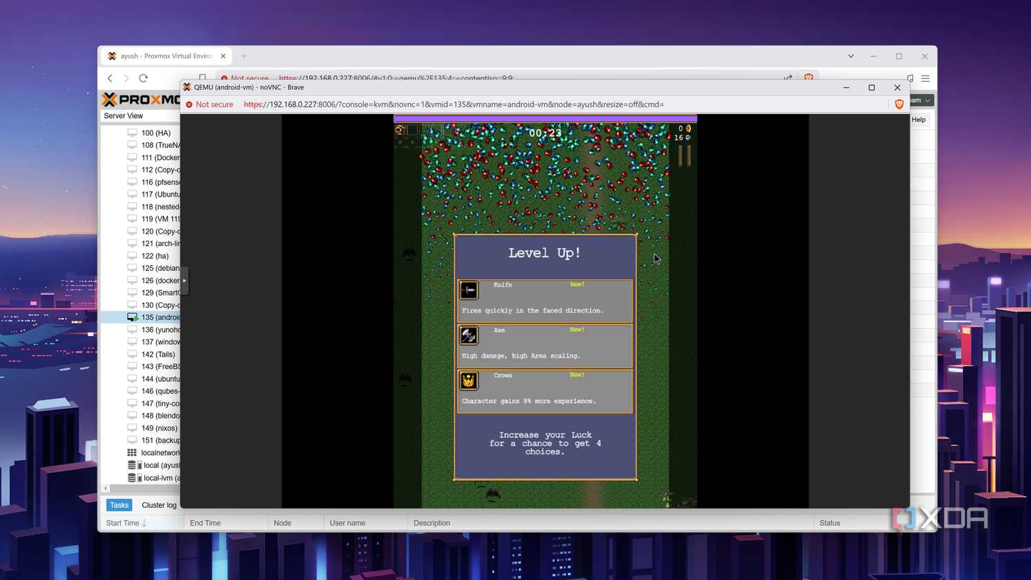 Running Vampire Survivors on the Android-x86 VM