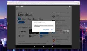 The error message that pops up when installing Nextcloud on the Android-x86 VM