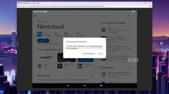 The error message that pops up when installing Nextcloud on the Android-x86 VM