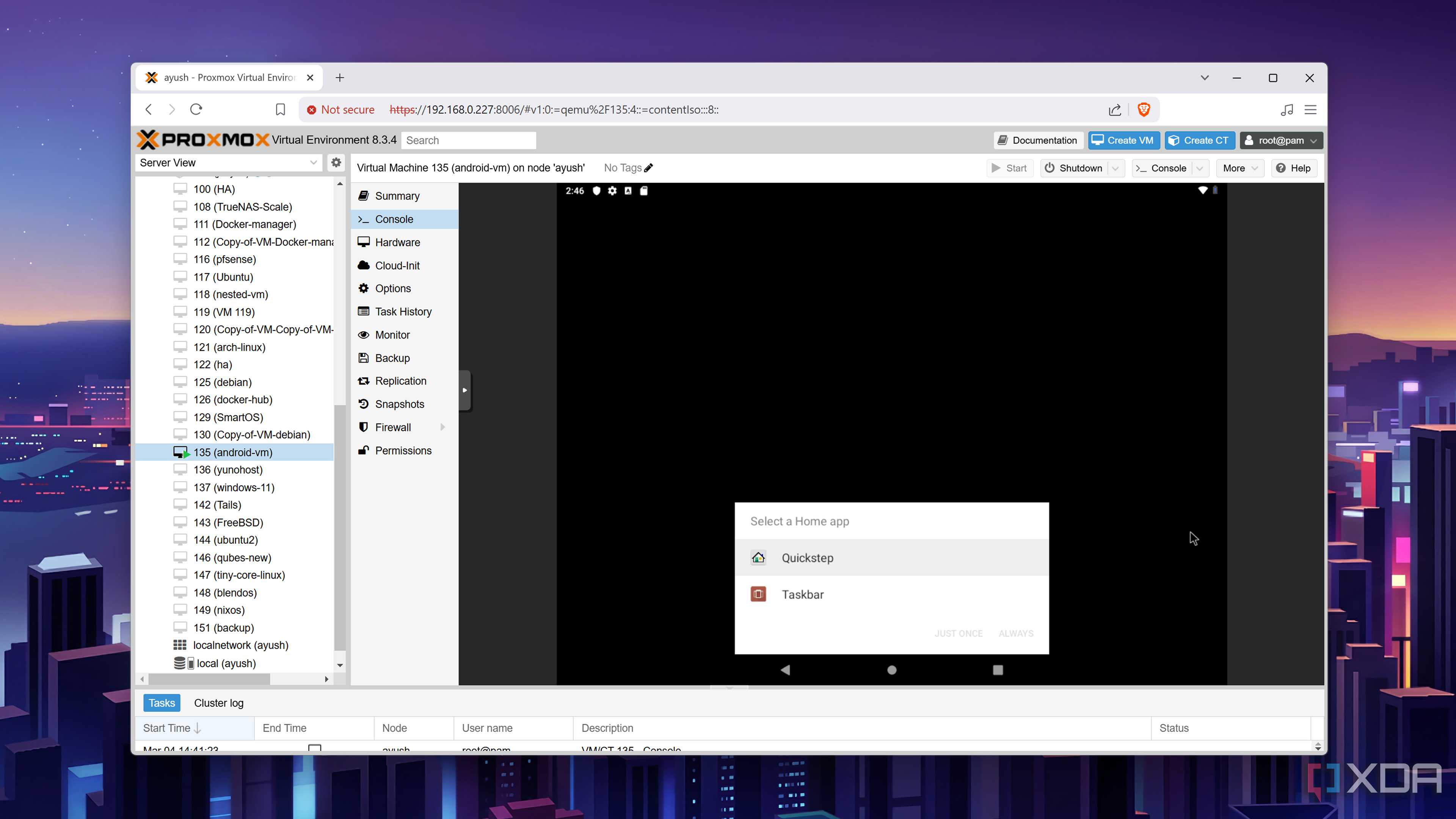 The Home apps on the Android-x86 VM