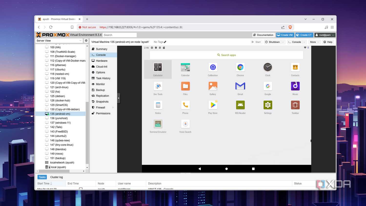 The apps with the inverted colors on the Android-x86 VM