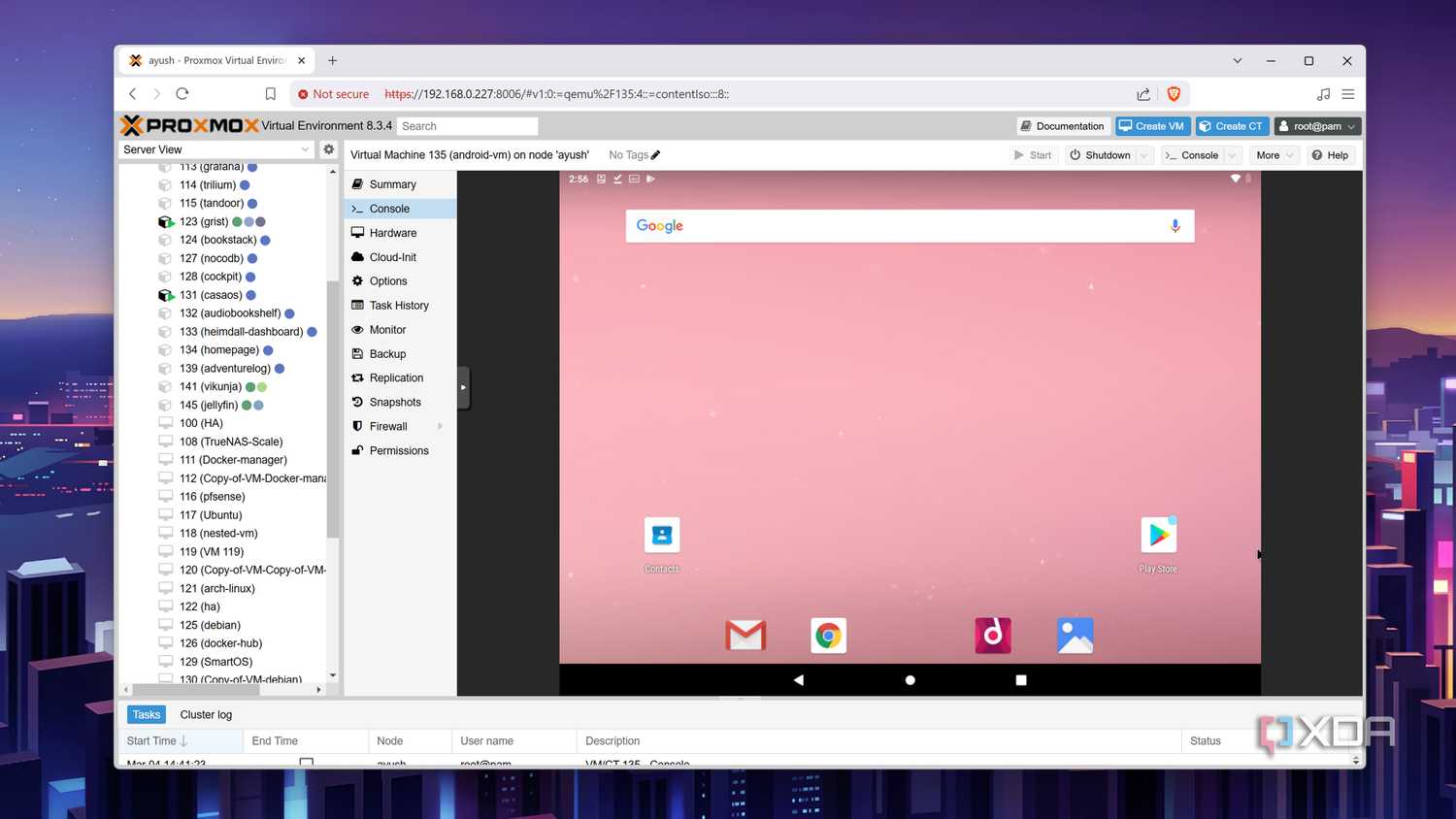 The Android-x86 VM with the fixed colors