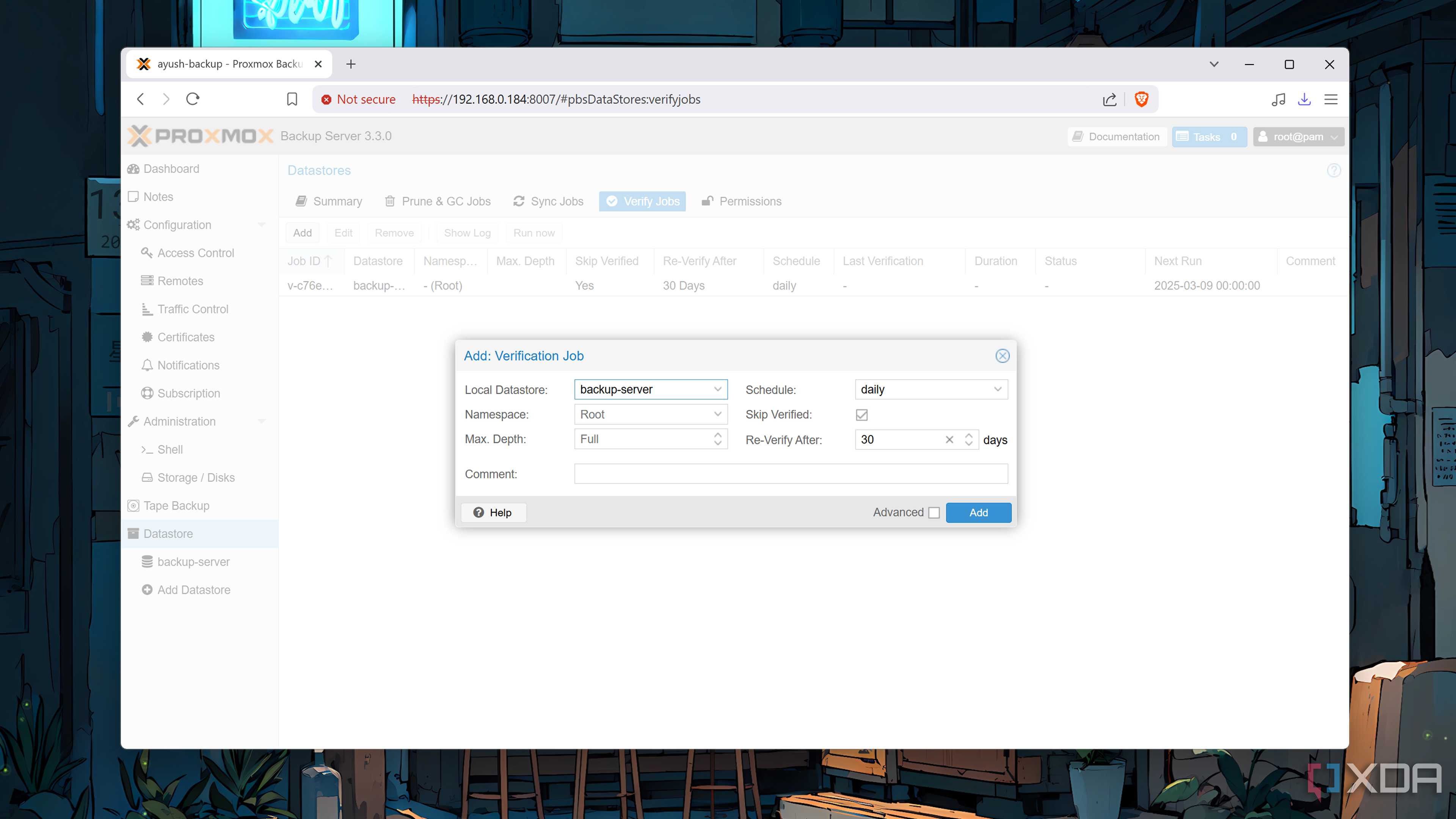 The Verification Jobs in the Proxmox Backup Server