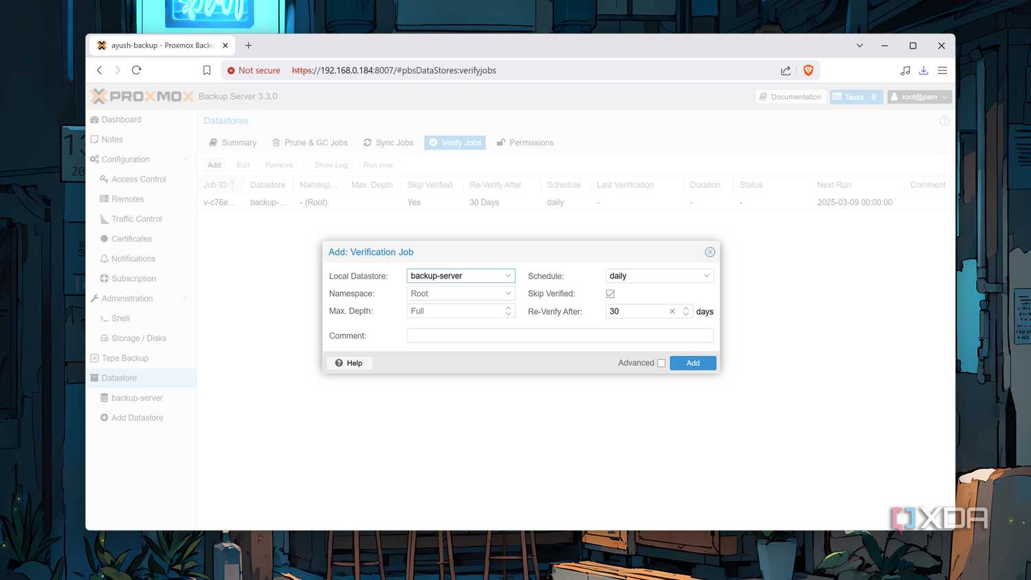 The Verification Jobs in the Proxmox Backup Server