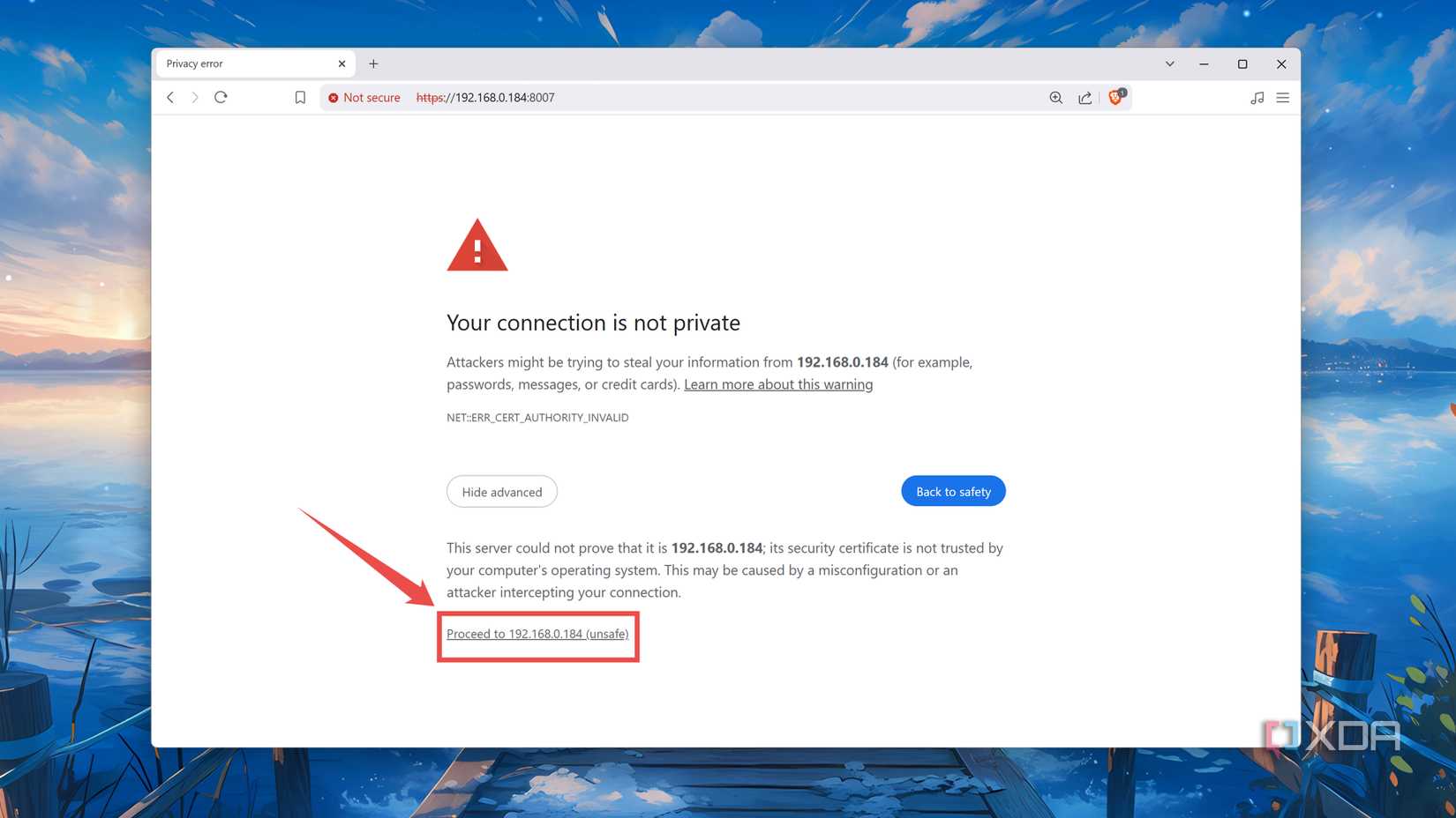 Proceeding to the Proxmox Backup Server UI
