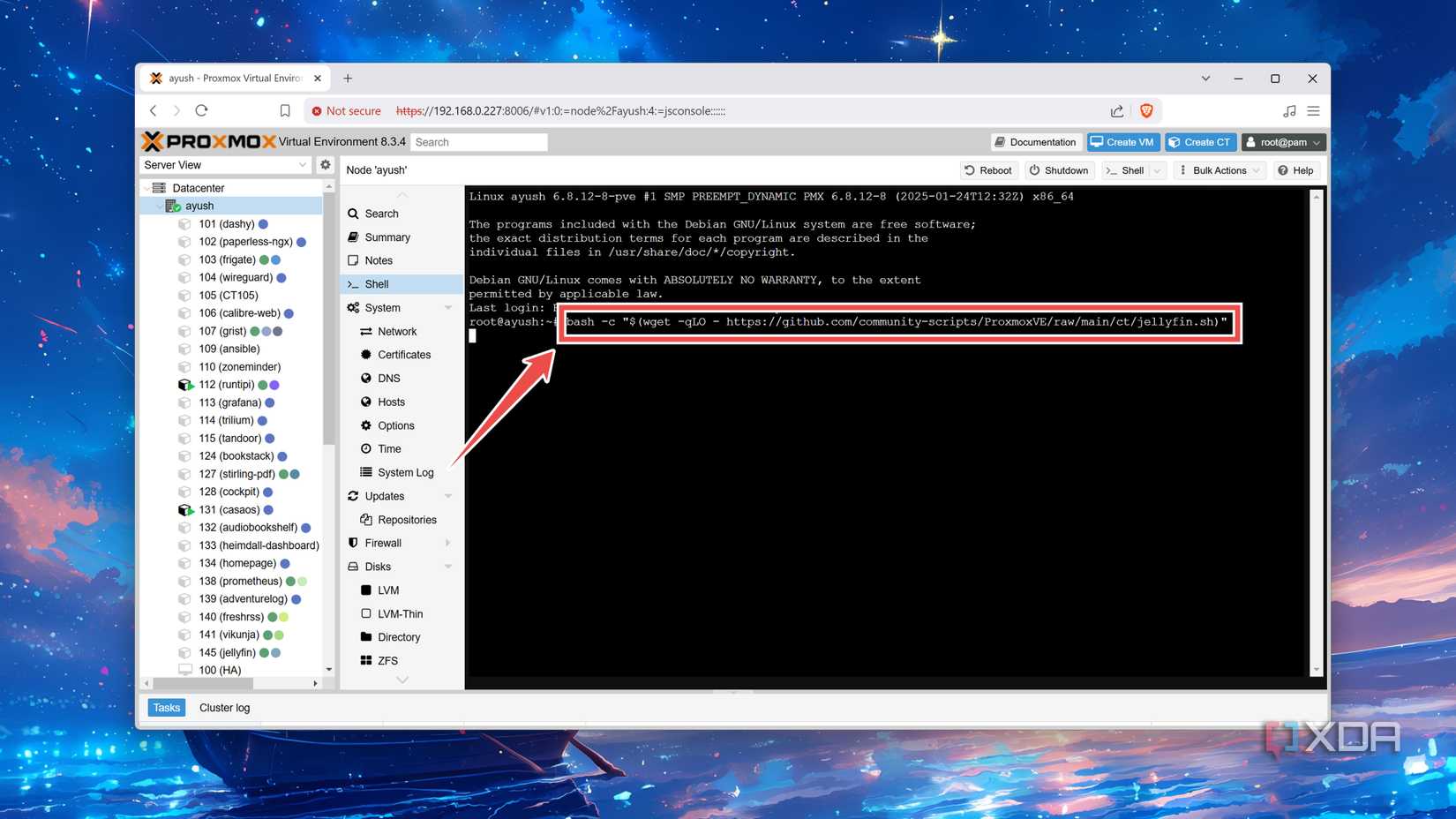 Running the script to grab the Jellyfin package