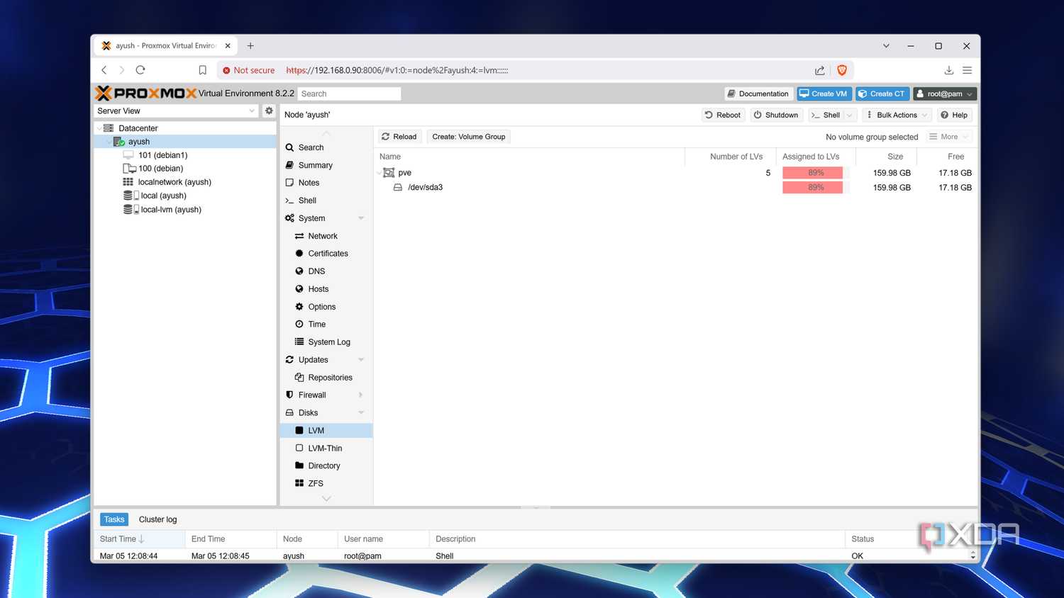 Creating an LVM drive on Proxmox