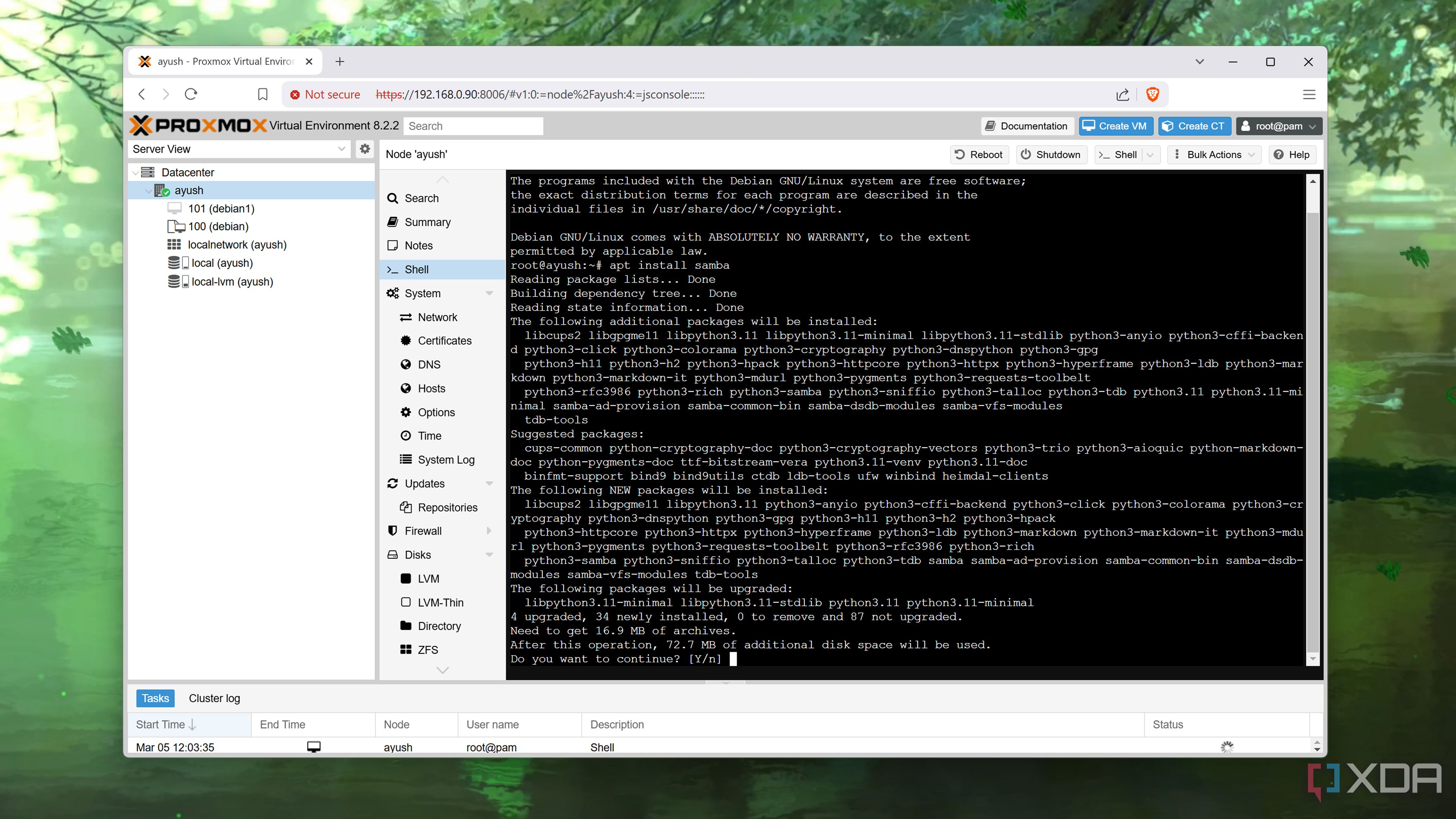 Installing a Samba server on Proxmox
