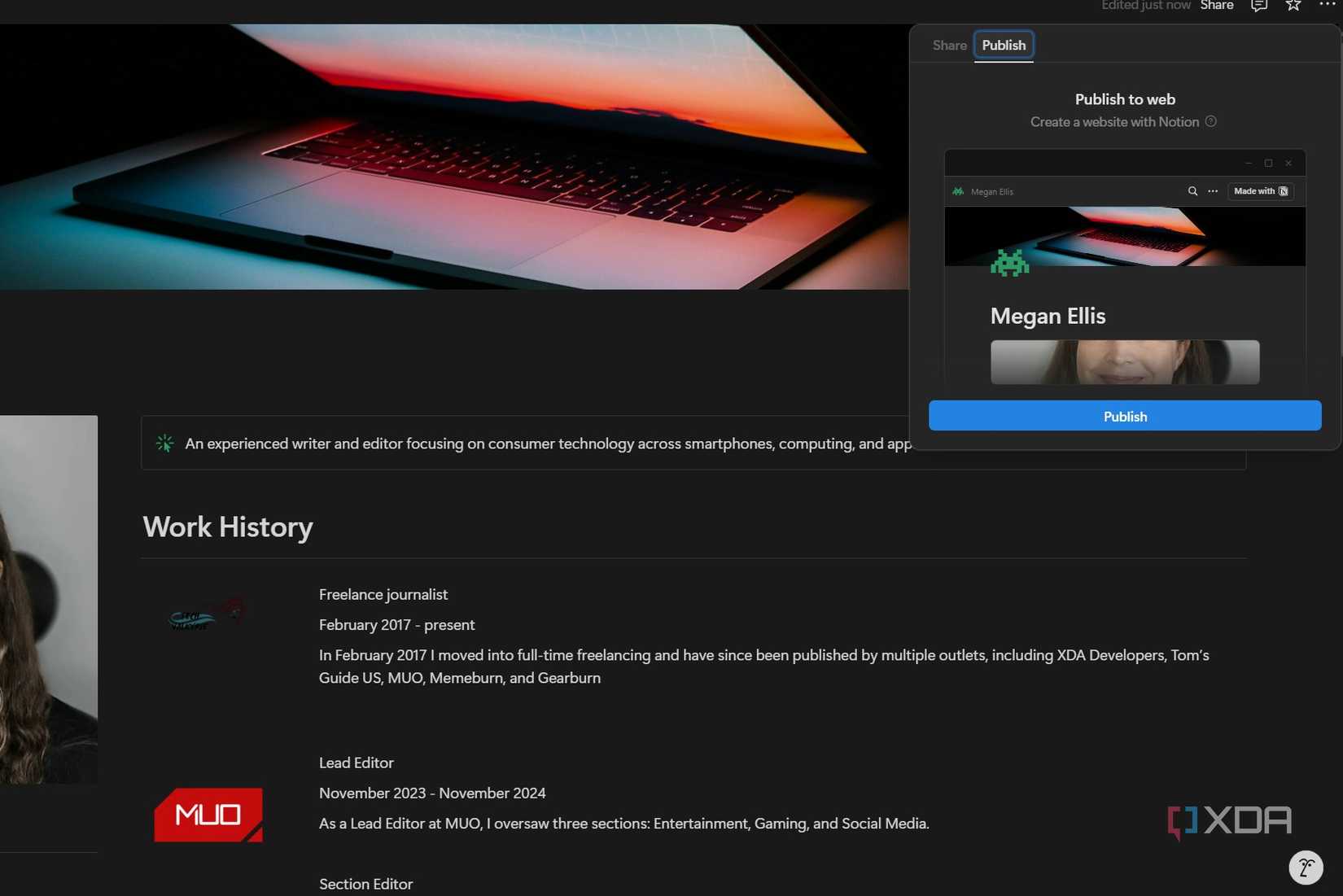 publishing a website with notion