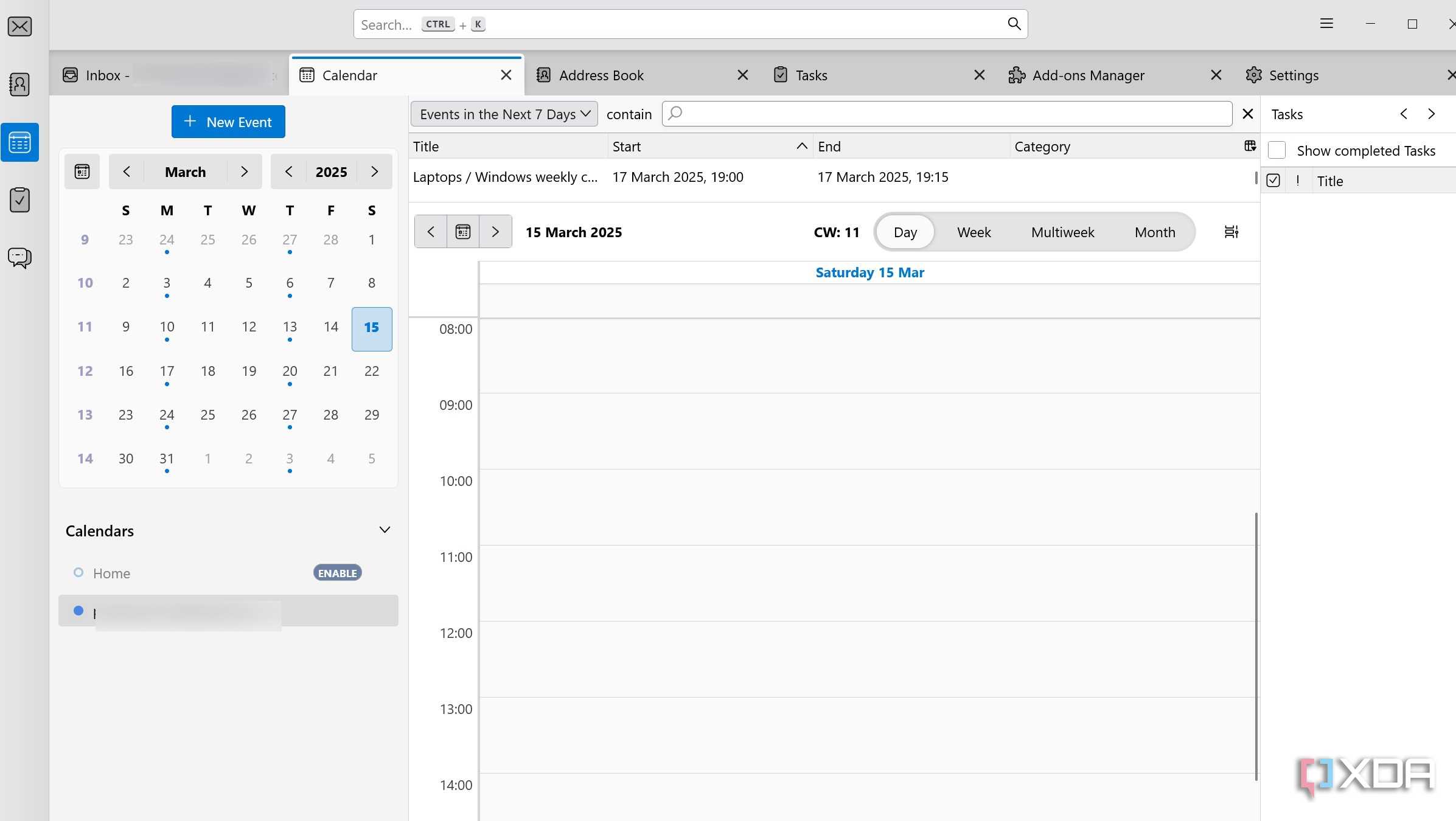 Thunderbird calendar