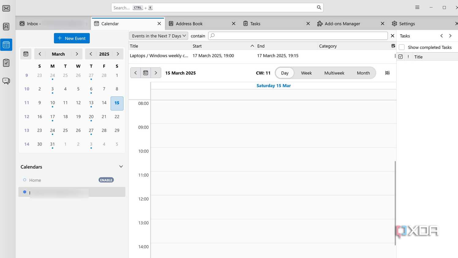 Thunderbird calendar