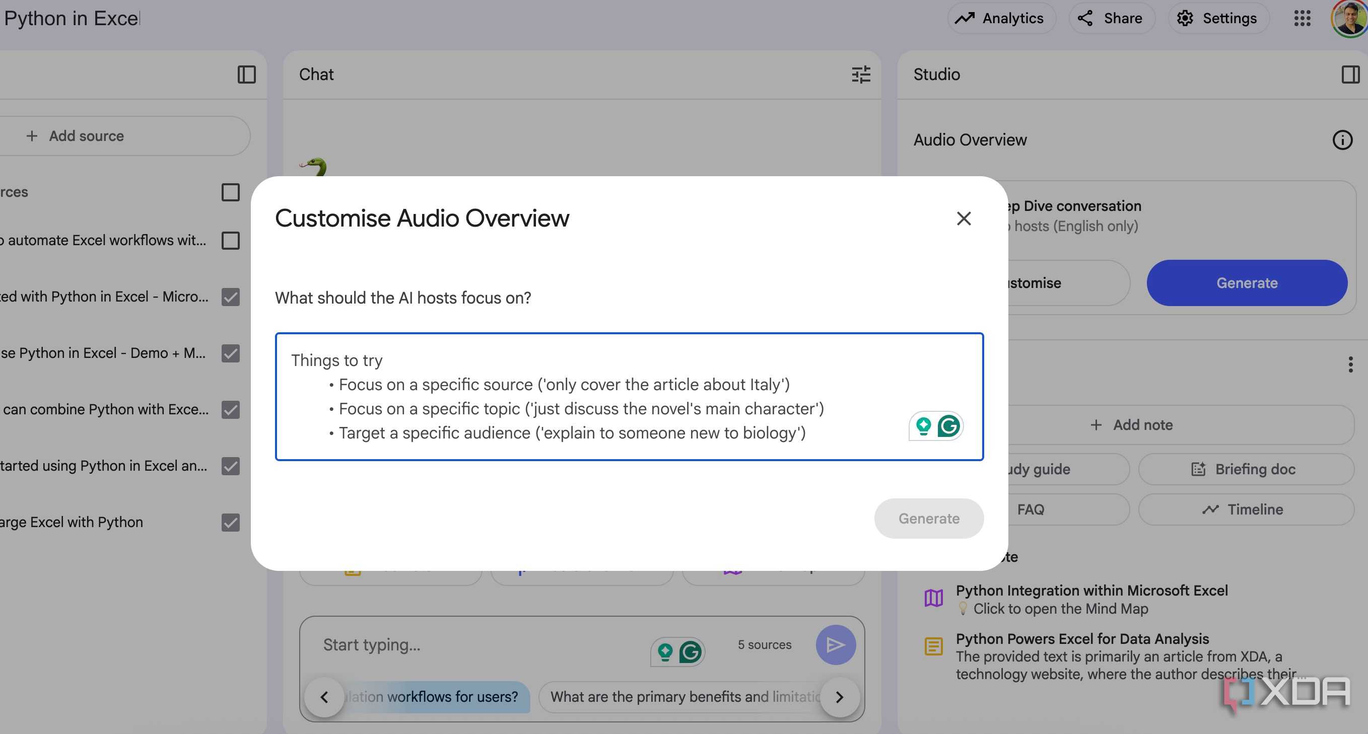 Audio overview in NotebookLM