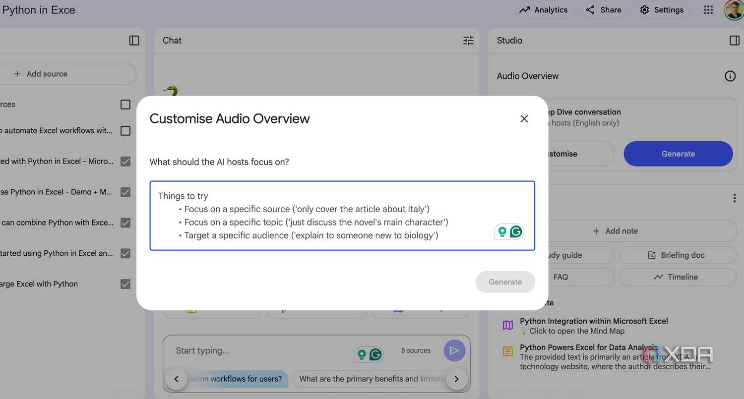 Audio overview in NotebookLM
