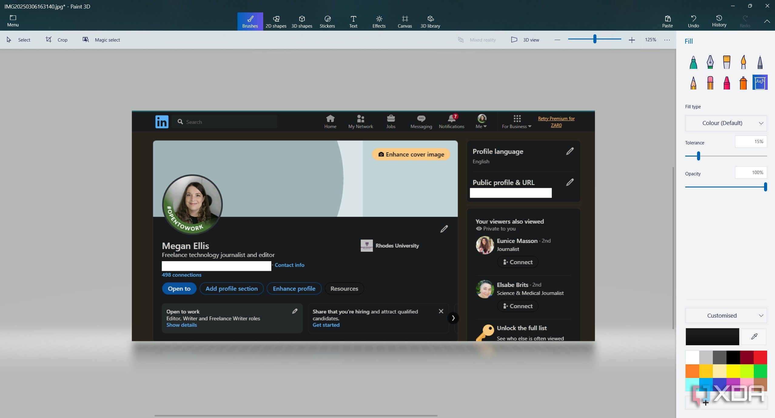 removing information from screenshot in paint 3d