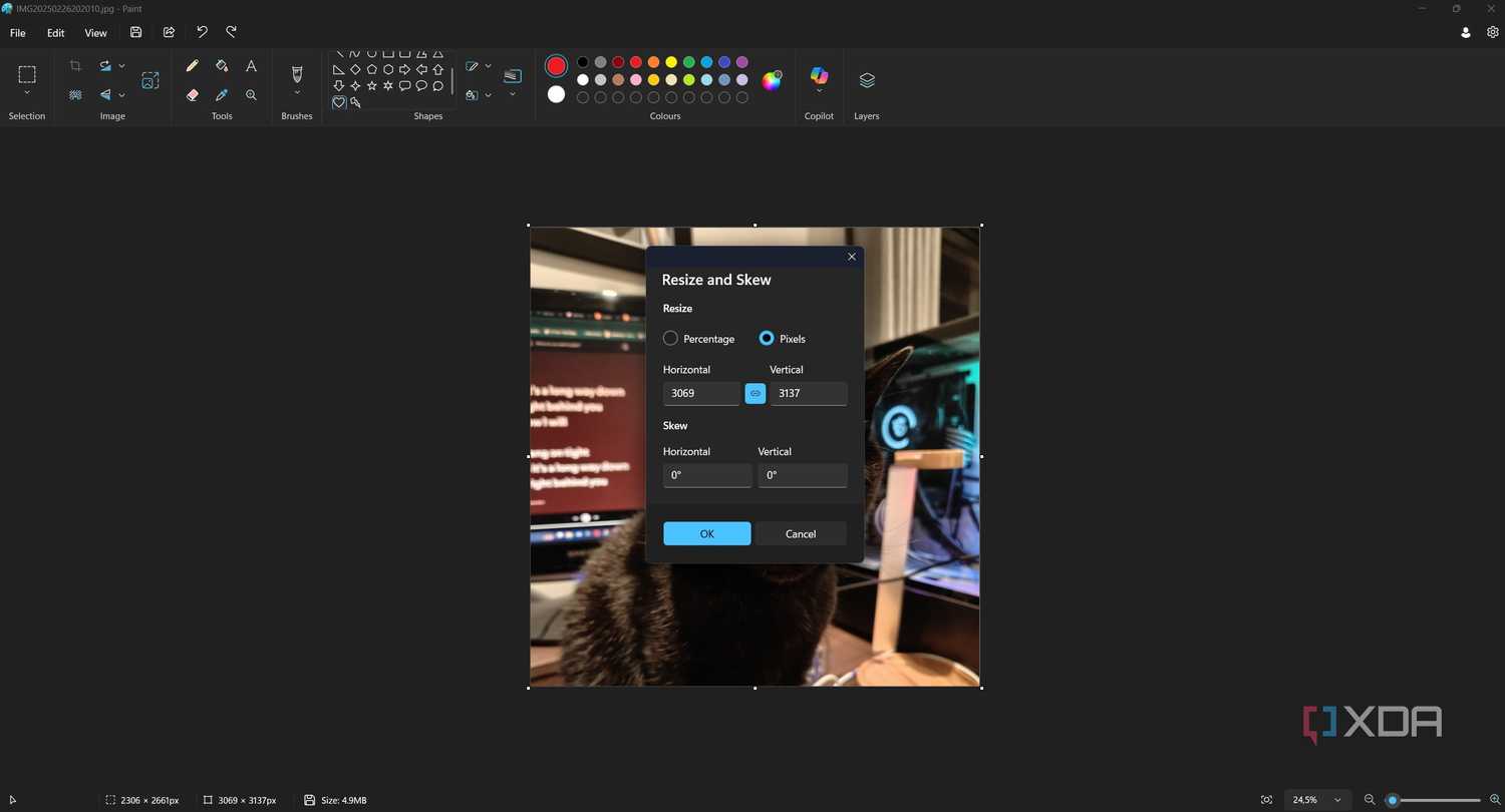 resizing an image in paint