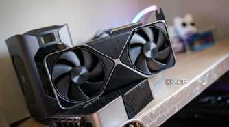 An image of the Nvidia GeForce RTX 5090 graphics card sitting on a shelf.