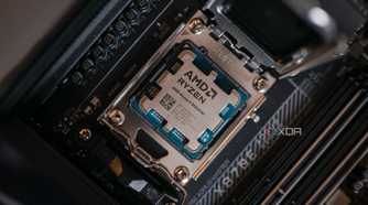 The AMD Ryzen 9 9950X3D socketed in a motherboard.